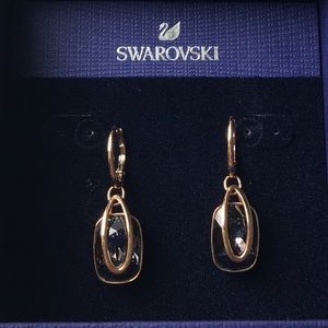 SWAROVSKI Earrings, Grey, Rose-Gold Tone Plated.